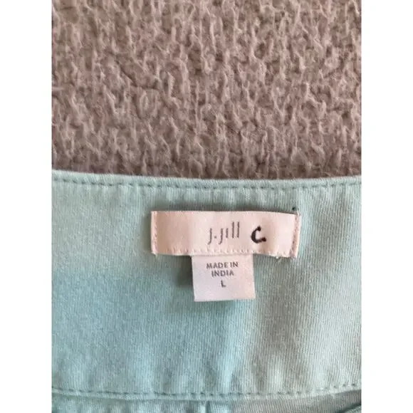 J Jill Tank Top Large Embroidered V-Neck Sleeveless Blouse Stretch Gold Beach - Picture 5 of 13